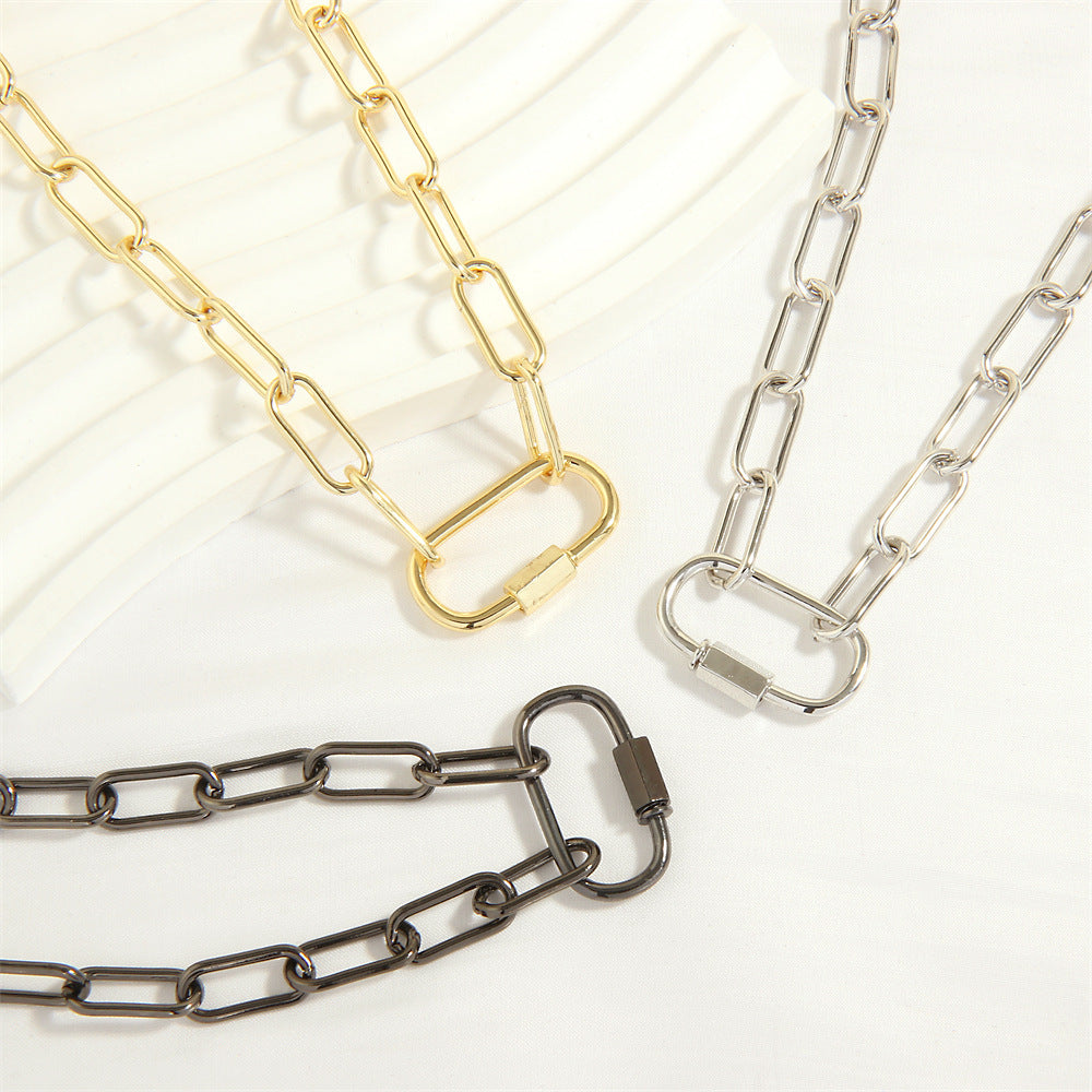 Design Screw Buckle Oval Pendant Necklace For Men