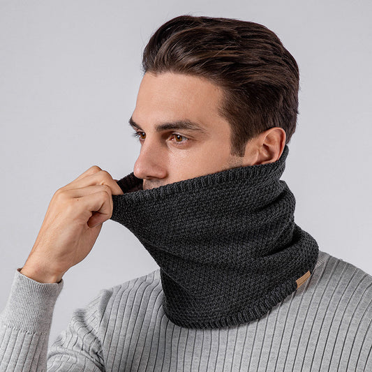 Men's Knitted Velvet Padded Neck Protection Scarf