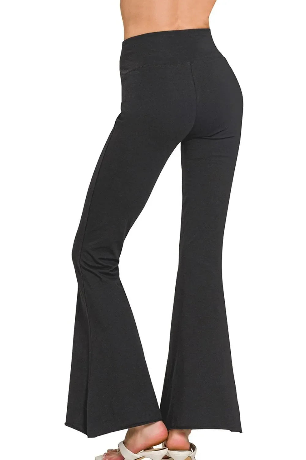 Zenana Raw Edge Hem Flare Yoga Pants