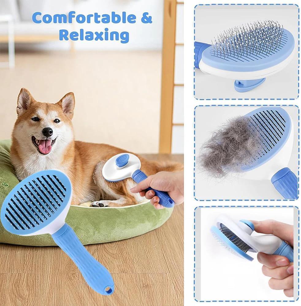 7pcs Pet Grooming Kit, Self-Cleaning Brush Shedding Kit With Nail Clipper, Flea Comb, Shampoo Bath Brush, Finger Toothbrush by GJG Denim