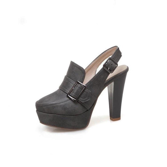 Platform Spike High Heels Buckle Retro Slingbacks Womens Shoes Heels Pumps by GJG Denim