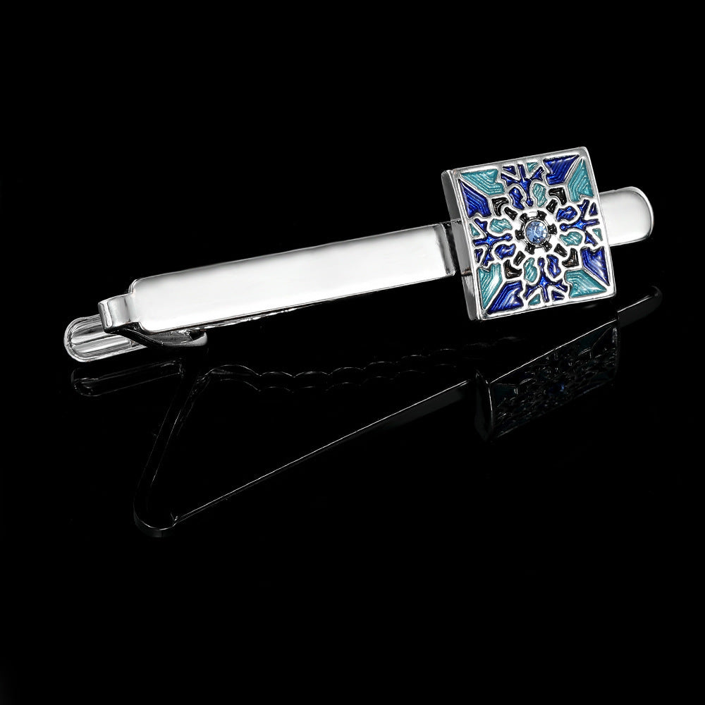 Men's Creative Blue Pattern Cufflinks Gift Box