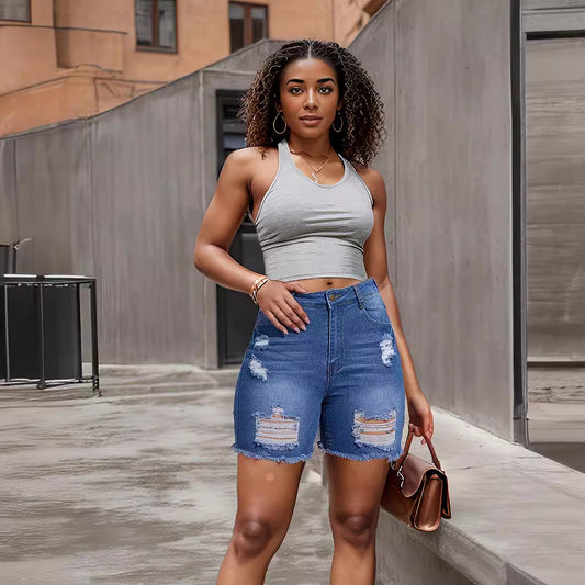 Ripped Denim Shorts