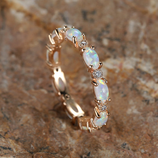 Platinum Heart-shaped Full Of Diamond Opal Ring