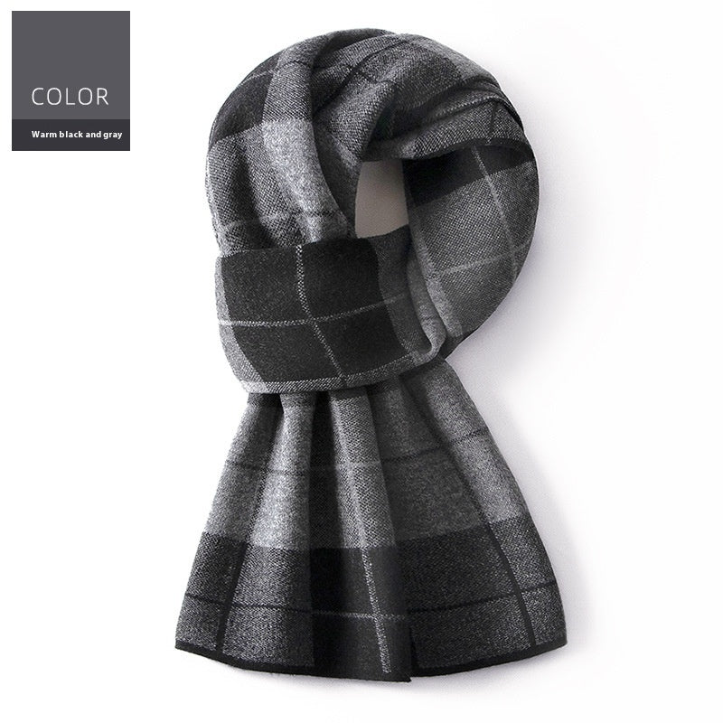 Men's Wool Winter Plaid Double-sided Scarf
