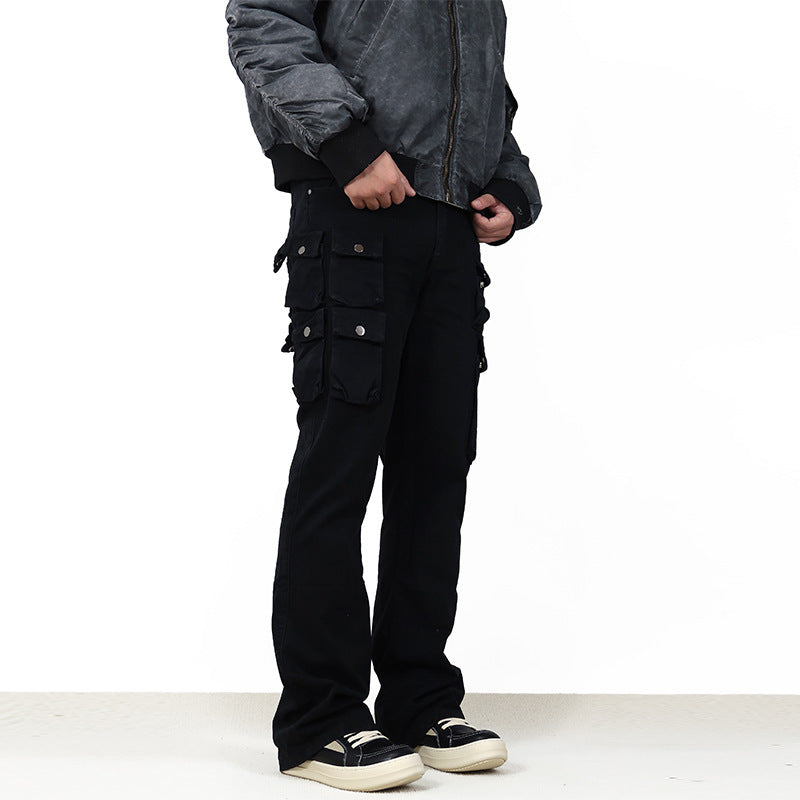 Multi-pocket Slightly Flared Casual Cargo Pants For Men