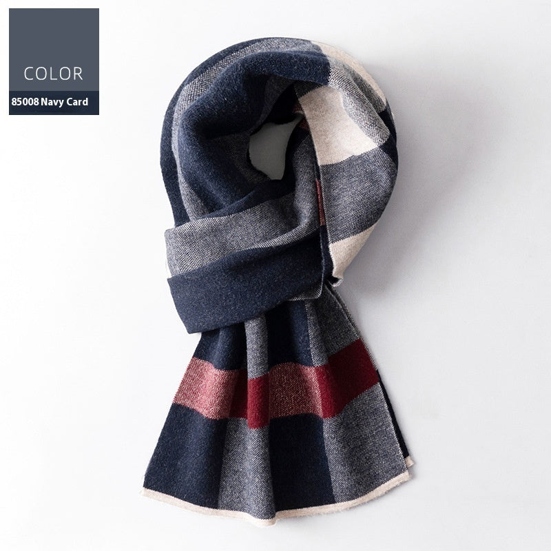 Men's Wool Winter Plaid Double-sided Scarf