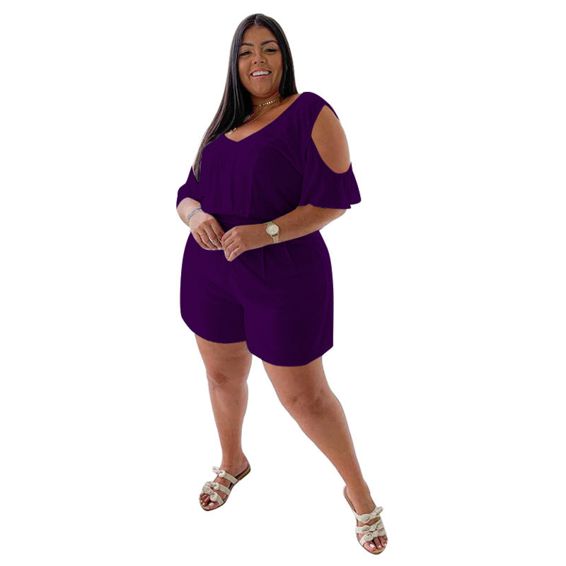 Women's Solid Color All-match Casual Loose Large Size Jumpsuit