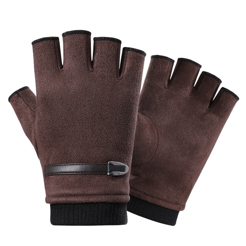Half Finger Gloves Suede Finger Sports Outdoor Riding