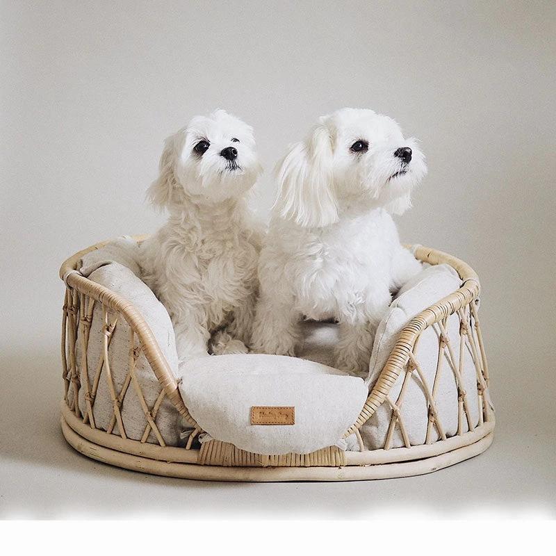 Pet Bed Handmade Rattan Woven Pet Bed Sofa For Dogs by GJG Denim
