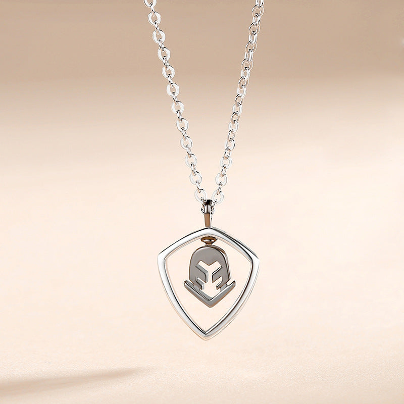 Simple Hollow Shield Pendant Necklace For Men