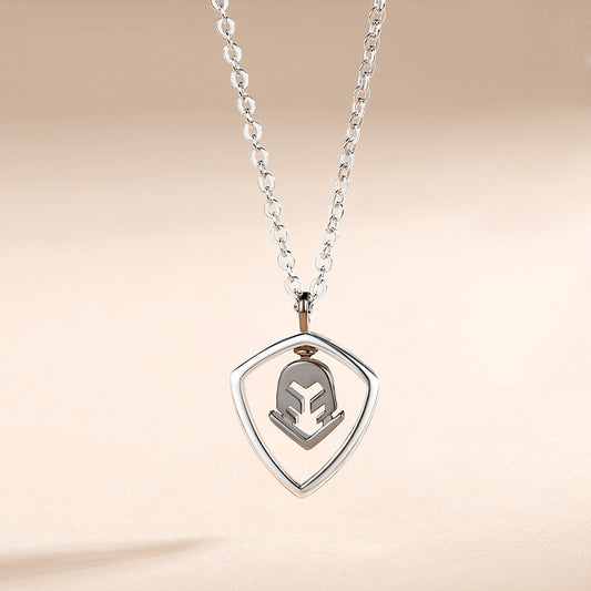 Simple Hollow Shield Pendant Necklace For Men