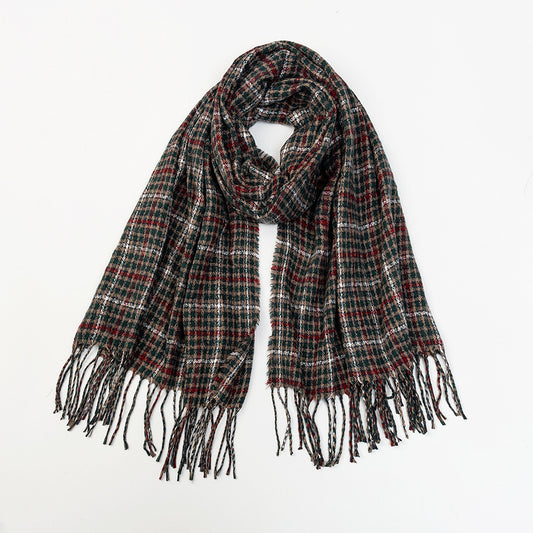Men's Cashmere Plaid Tassel Scarf
