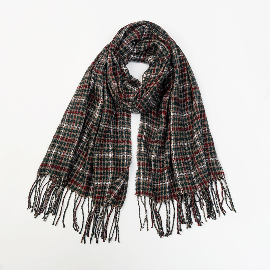 Men's Cashmere Plaid Tassel Scarf