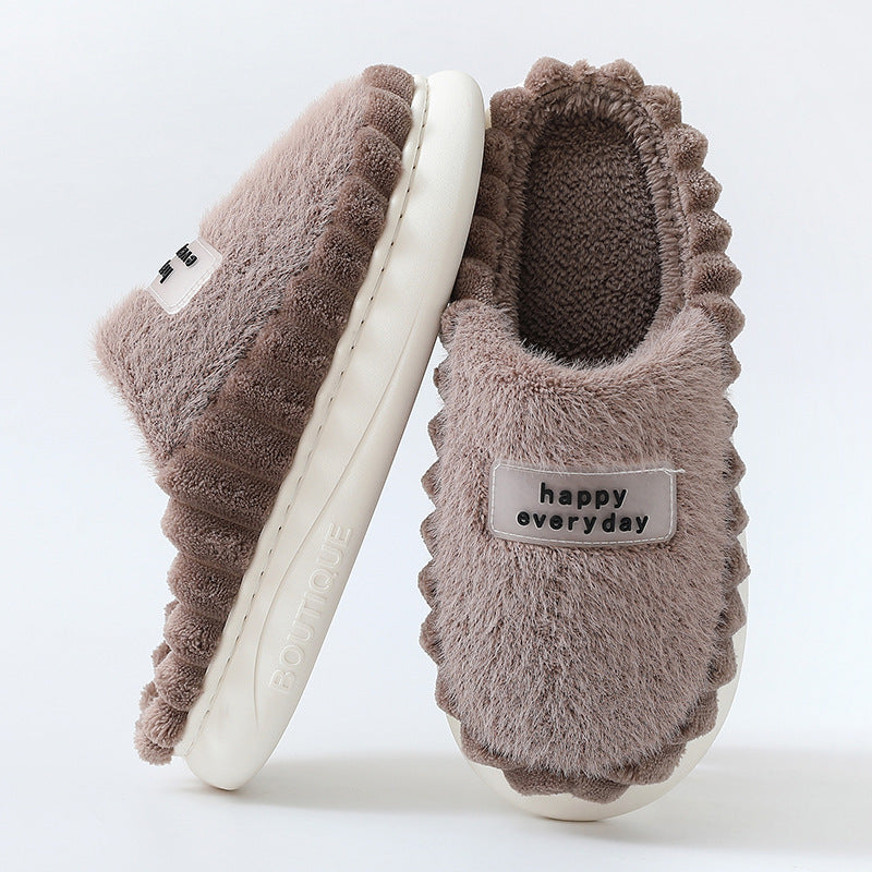 Men's Thick-soled Fleece Slip On Slippers