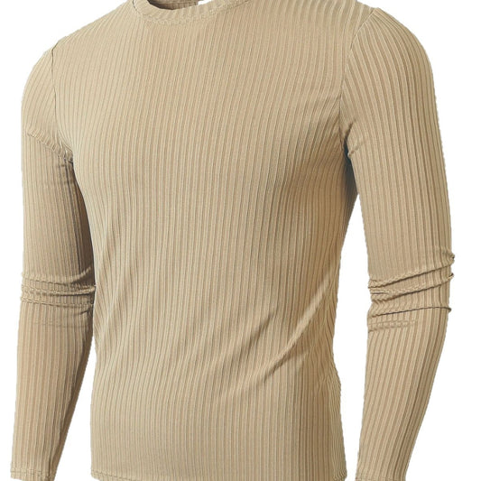 Men's Striped Fabric High Elastic Breathability Long Sleeve Shirt