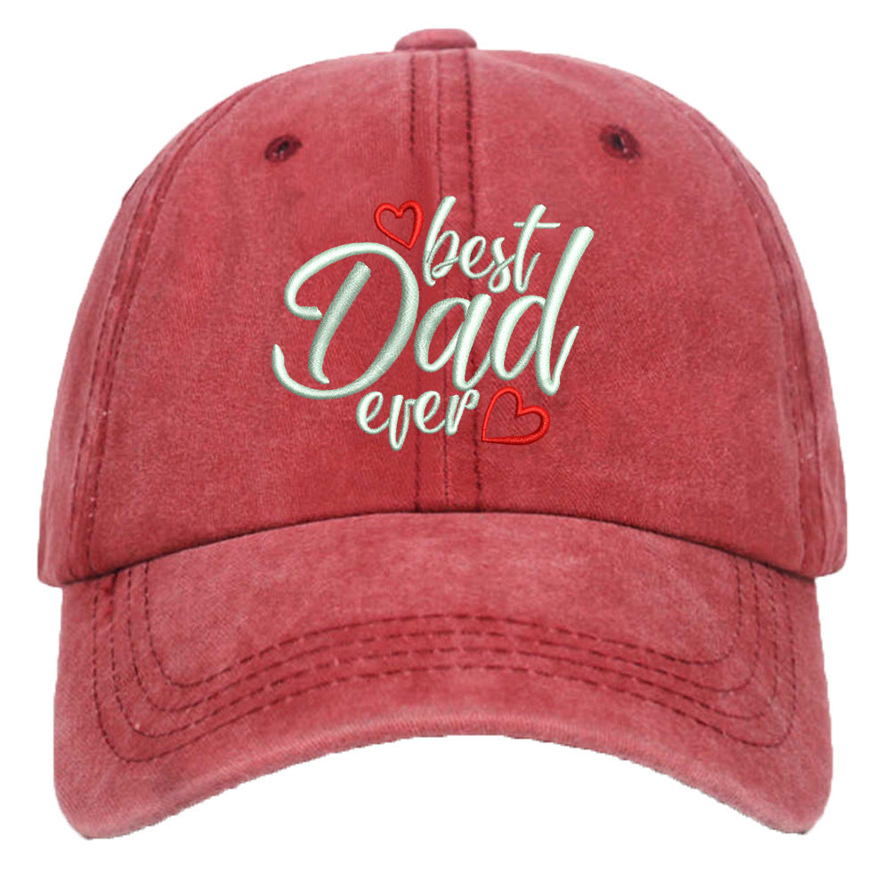 Washed Cotton Embroidered Letter Baseball Cap For Men