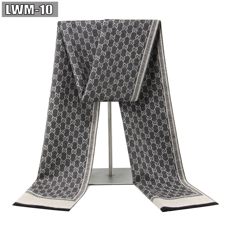 Men's Cashmere Autumn And Winter Business Plaid Scarf