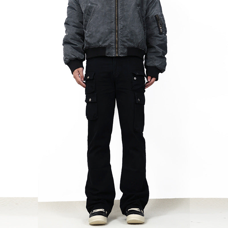 Multi-pocket Slightly Flared Casual Cargo Pants For Men