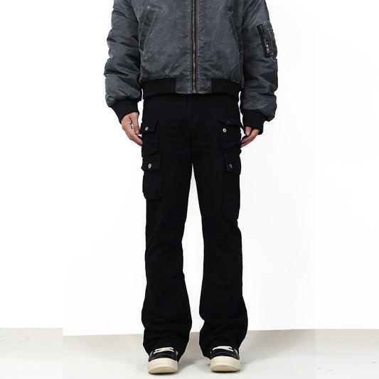 Multi-pocket Slightly Flared Casual Cargo Pants For Men