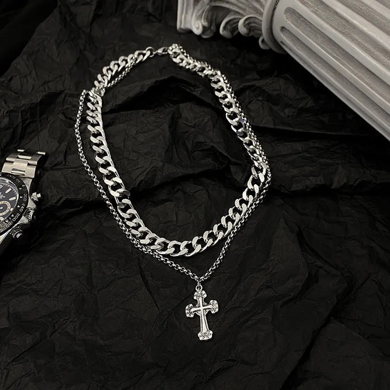 Retro Cross Titanium Steel Necklaces For Men
