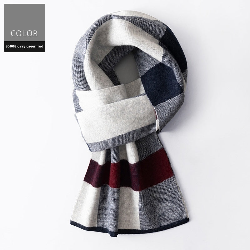 Men's Wool Winter Plaid Double-sided Scarf
