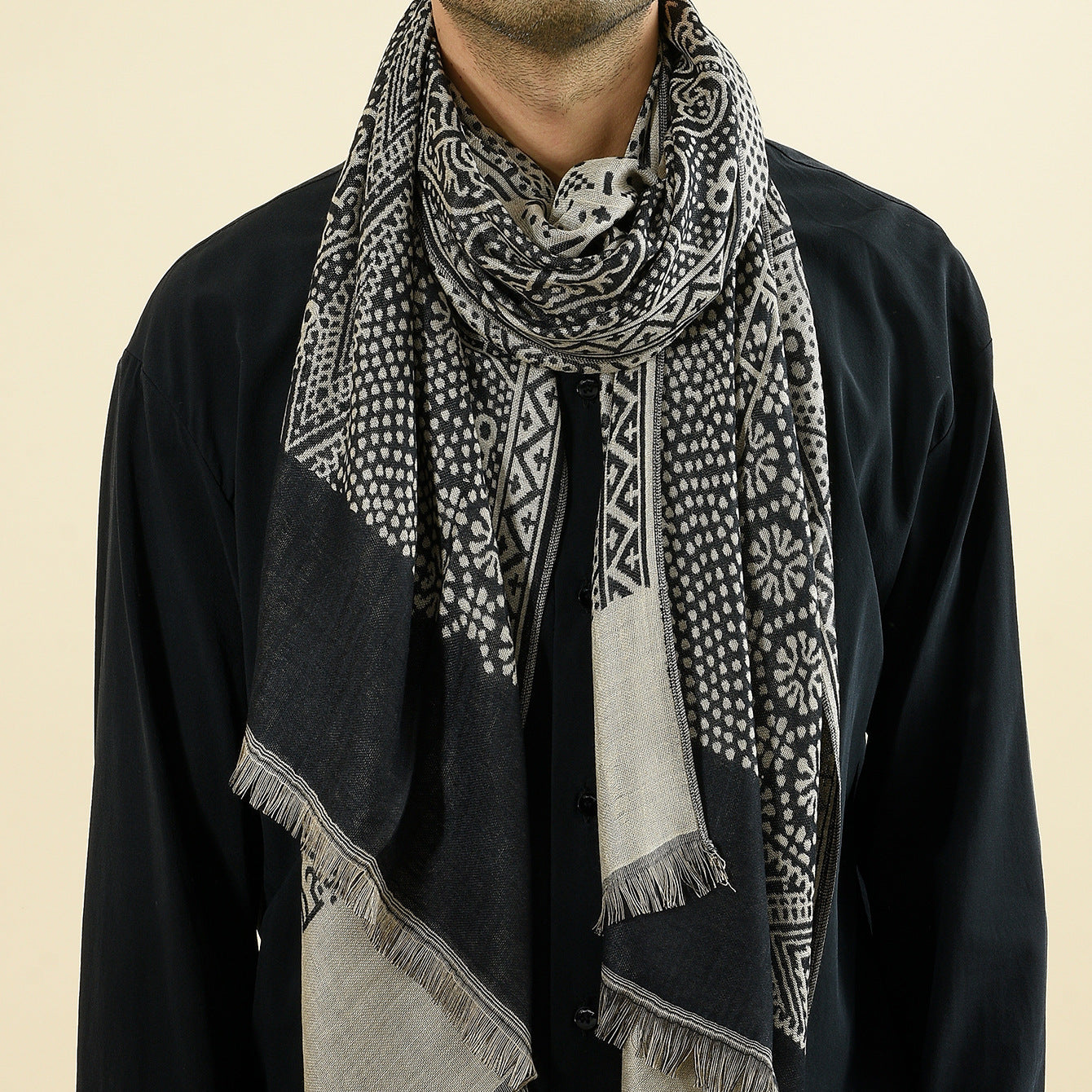 Men's Cotton And Linen Short Scarf