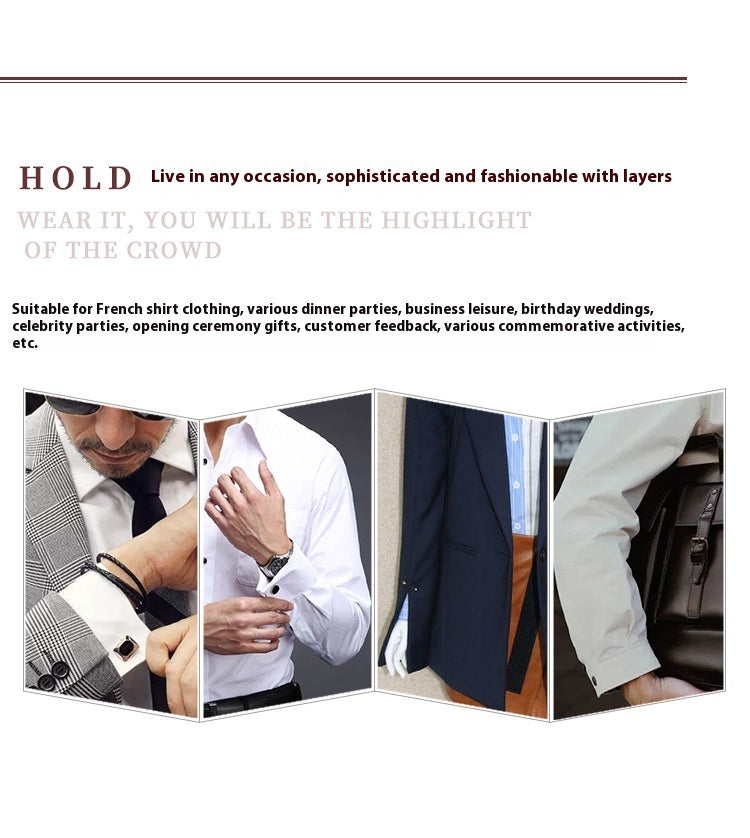 Rectangular Glossy Metal Cufflinks For Men