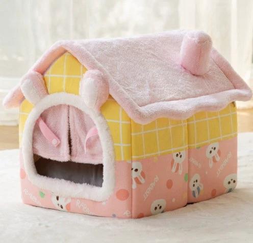 Foldable Dog House Pet Cat Bed Winter Dog Villa Sleep Kennel Removable Nest Warm Enclosed Cave Sofa Pets Supplies by GJG Denim