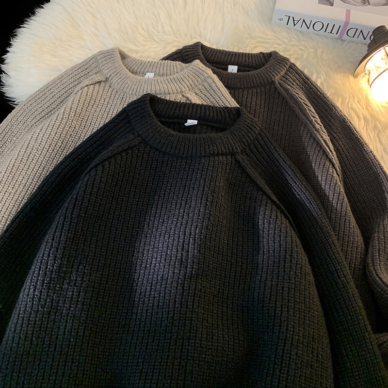 Men's Solid Color Loose Casual Long Sleeve Lazy Sweater