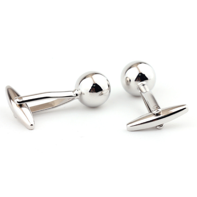 Silver Steel Ball Shape Metal Cufflinks For Men