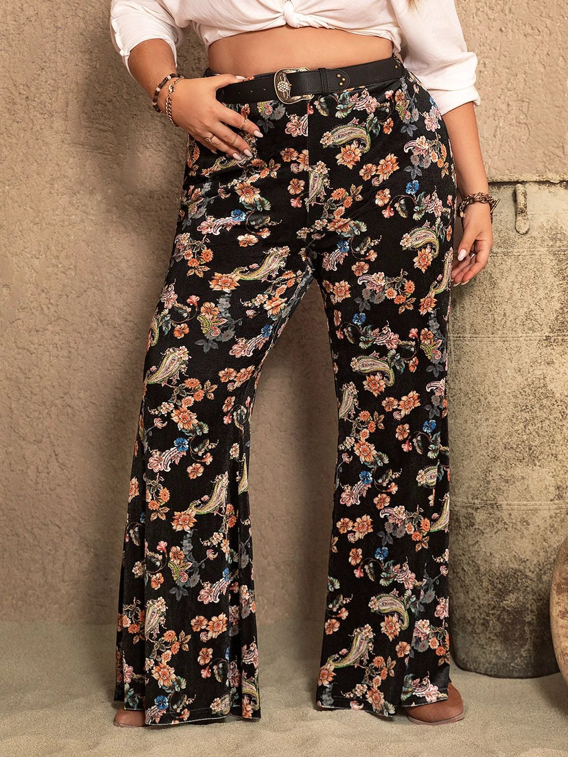 Plus Size Wide Leg Printed Pants by Lady Ros