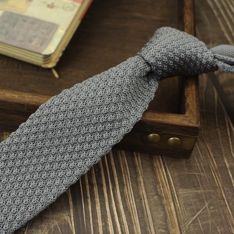 Narrow Woolen Knitted Tie For Men