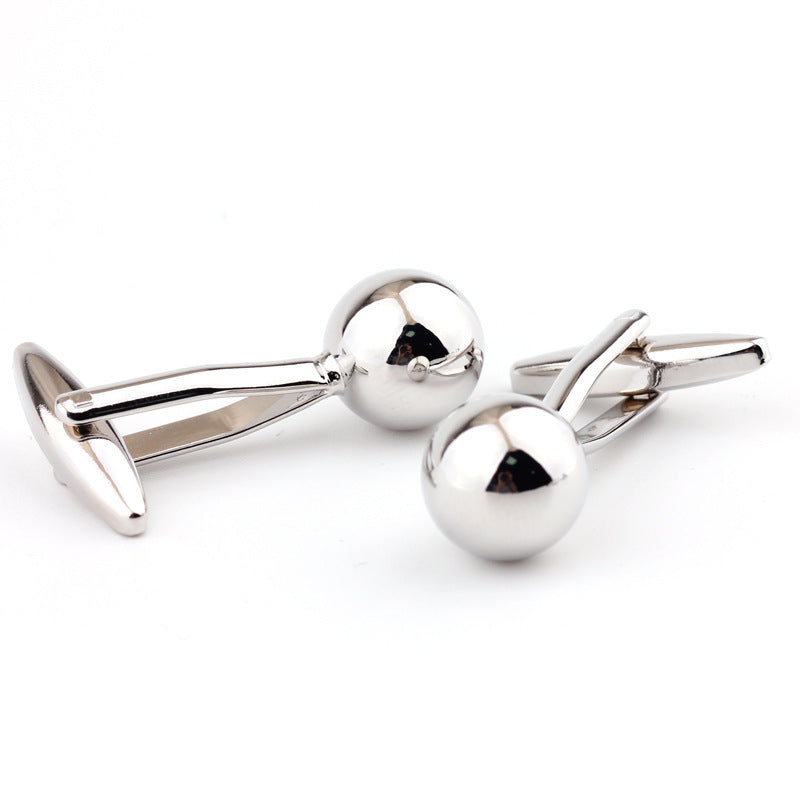Silver Steel Ball Shape Metal Cufflinks For Men