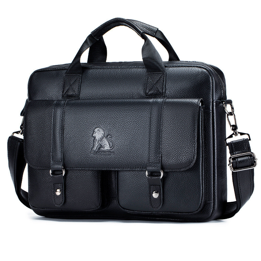 Cowhide Men's Briefcase Large Capacity