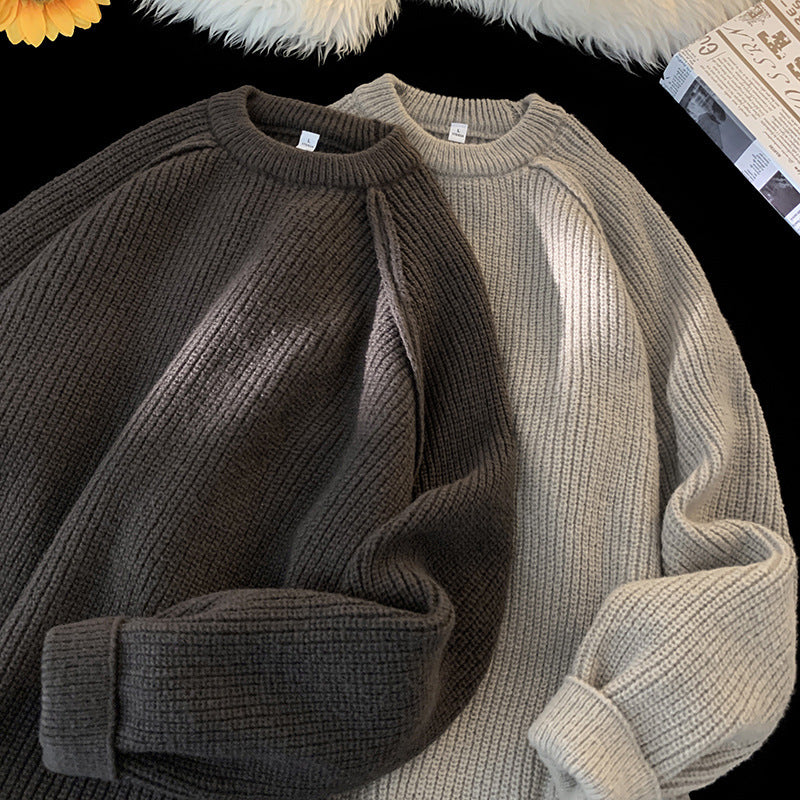 Men's Solid Color Loose Casual Long Sleeve Lazy Sweater
