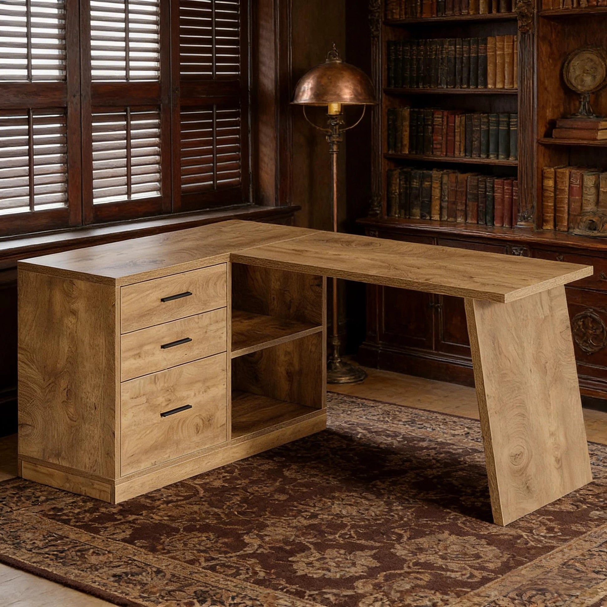 Corner Writing Desk, L-Shaped Office Desk, Computer Desk by GJG Denim
