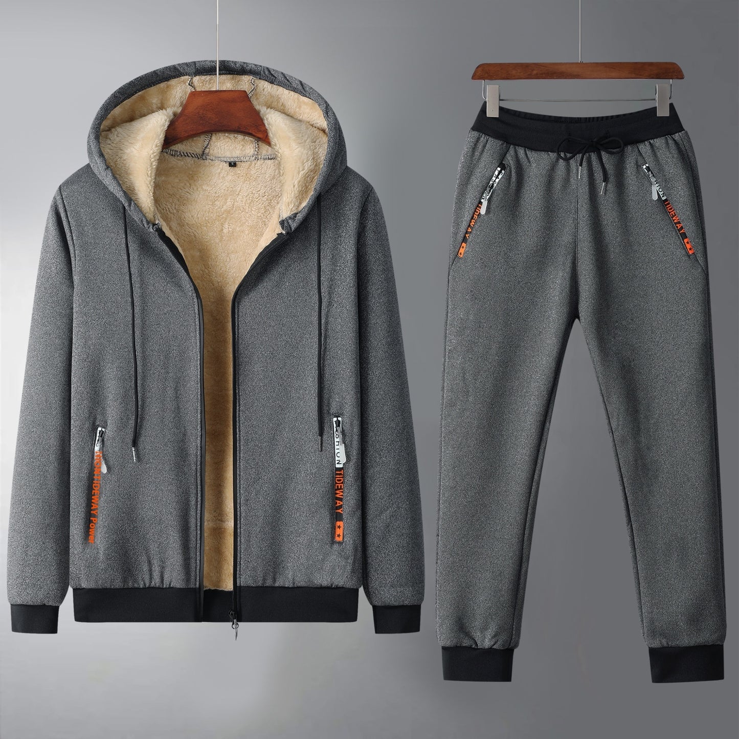 Winter Fleece-lined Thick Men's Sweatsuit