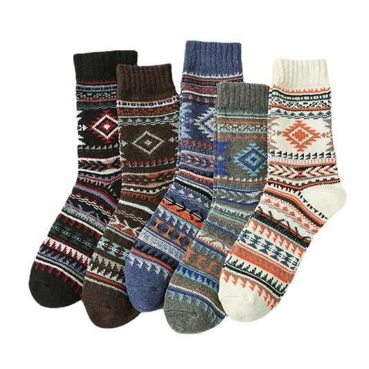 Retro Large Square Wool Socks For Men