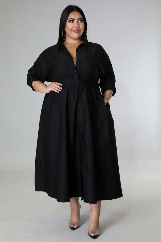 Fashion Plus Size Women's dress long V-neck