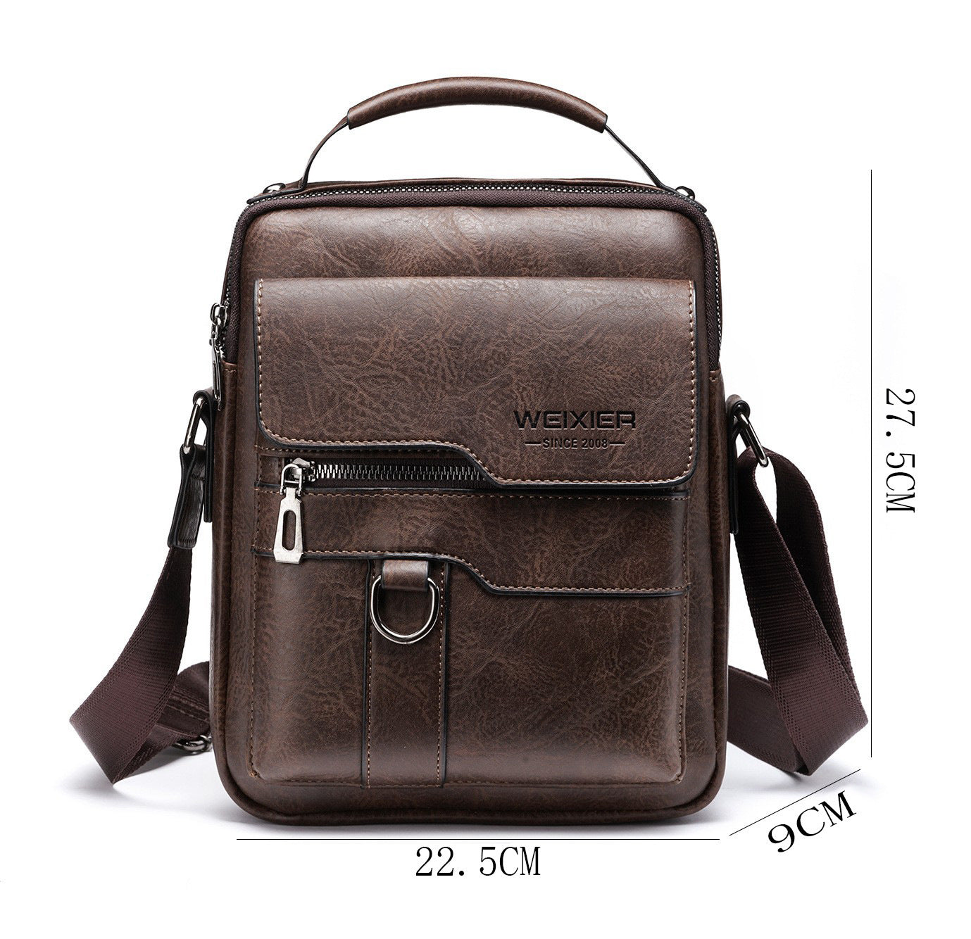 Men's Messenger Bag One Shoulder Retro Business Backpack PU Leather Flaps Crossbody