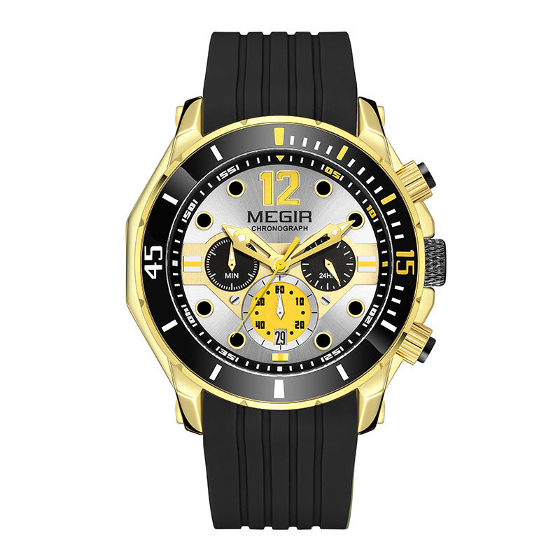 Multifunctional Timing Luminous Waterproof Silicone Sports Watch For Men
