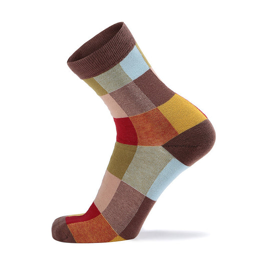 Men's Medium Tube Classic Plaid Cotton Socks