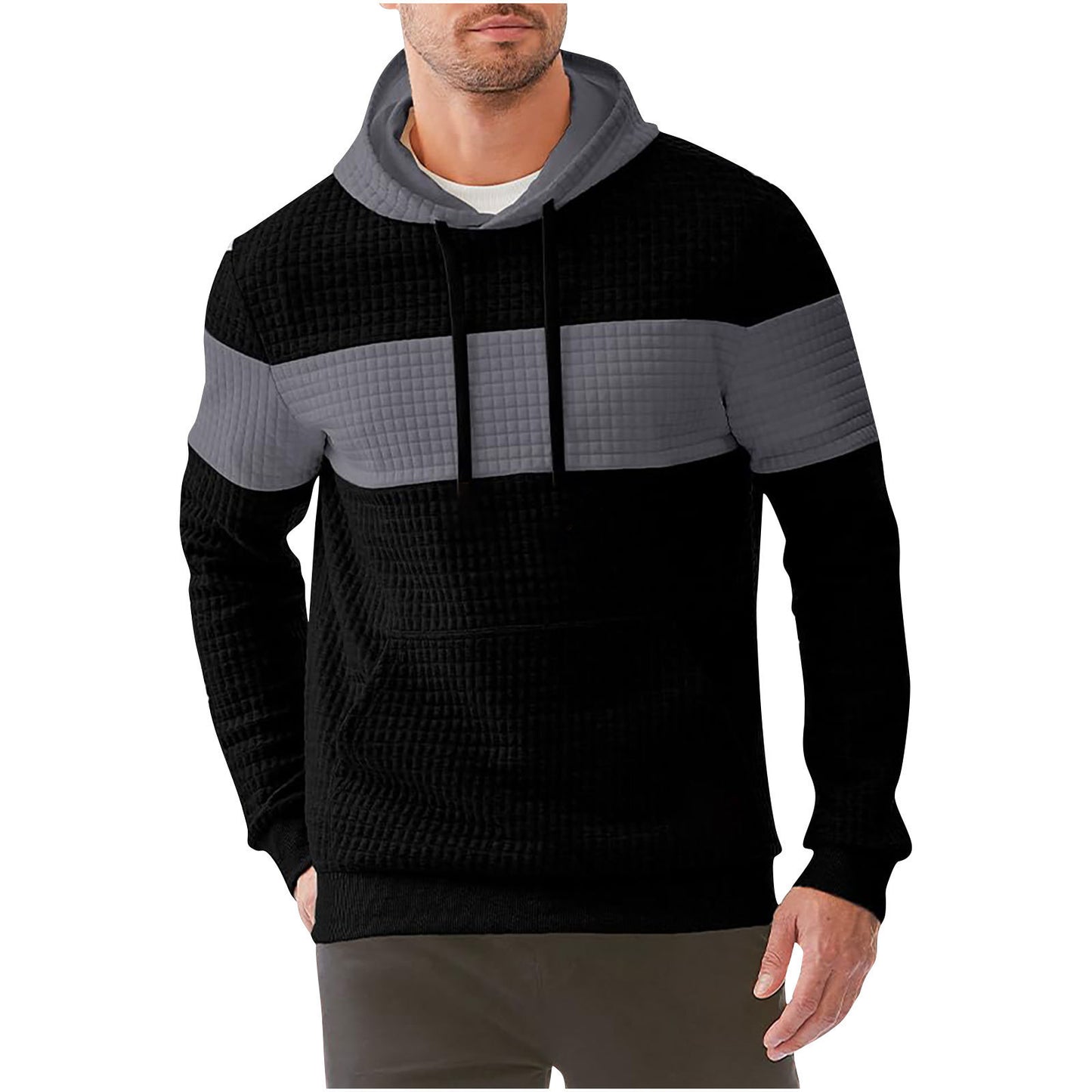 Men's Hooded Long-sleeved Sweater w/ Drawstring
