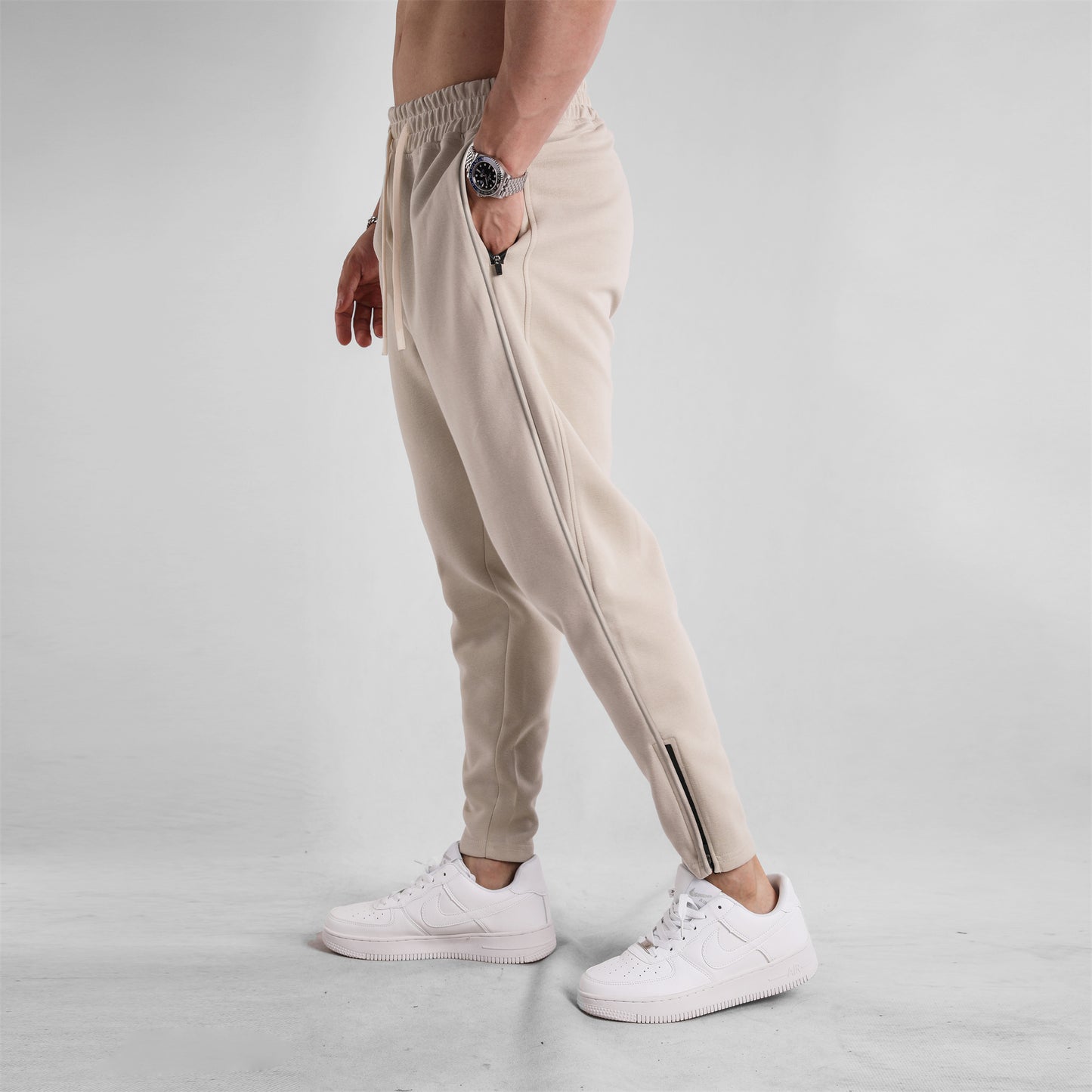 Men's Slim Fit Leg Opening Ankle Zipper Sweatpants