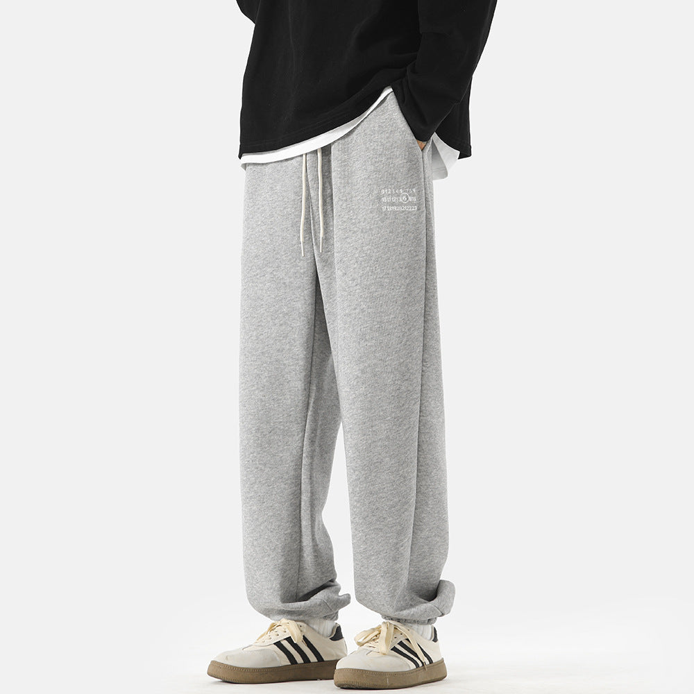 Men's Simple Digital Embroidery Loose Sports Sweatpants