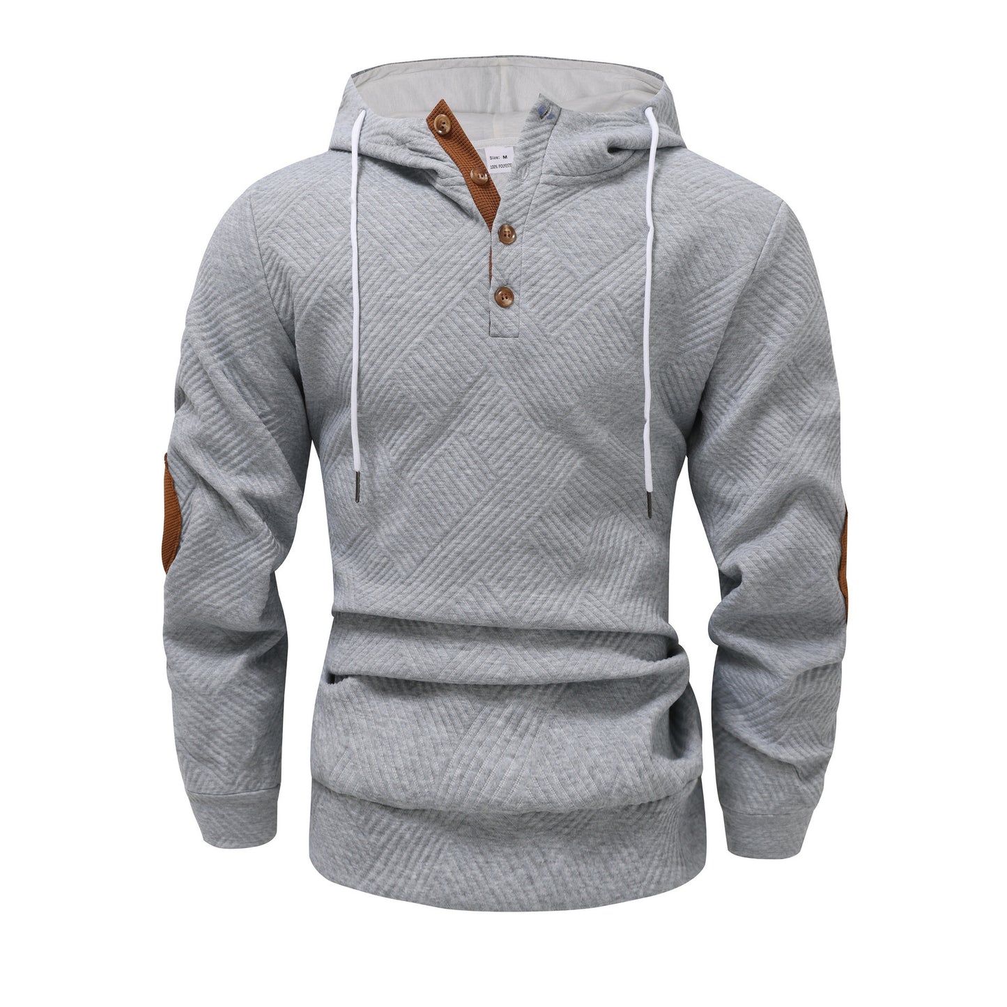 Men's Solid Color Loose Jacquard Hooded Sweater