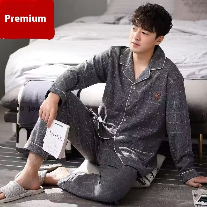 Men's Cotton Long-sleeved Pajamas