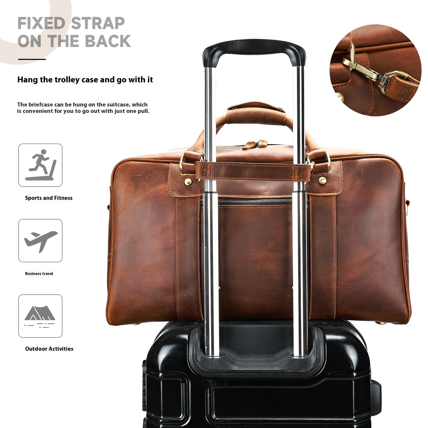 Men's Retro Short-distance Travel Bag Genuine Leather