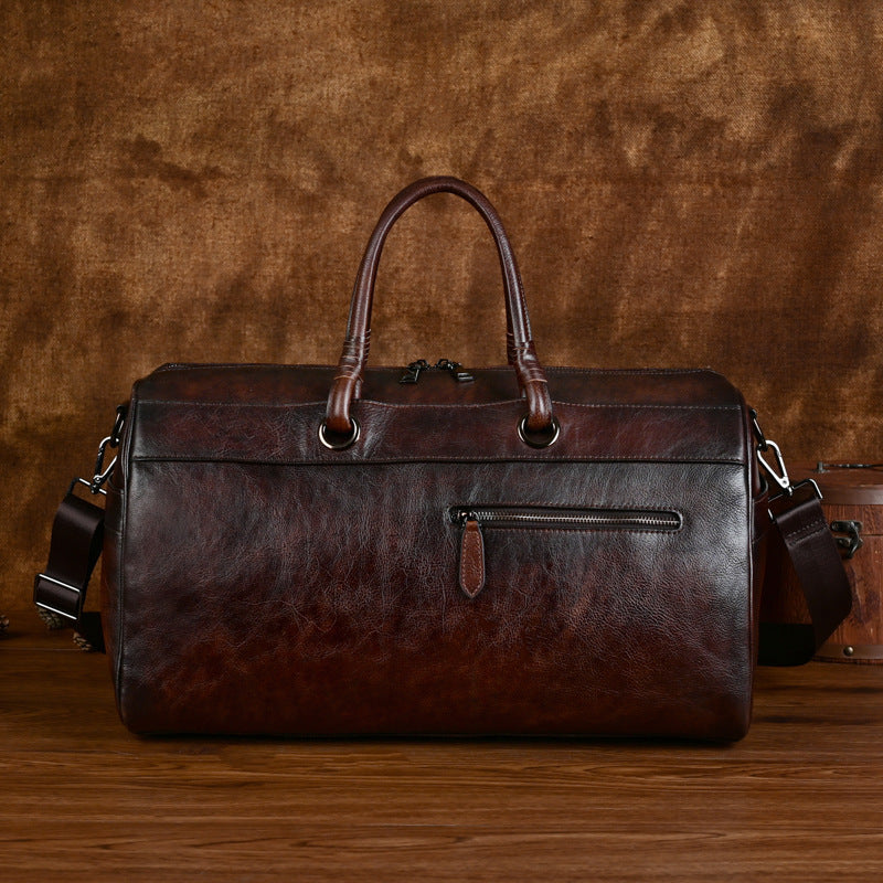 Men's Top Layer Leather Bag Handmade Retro Large Capacity